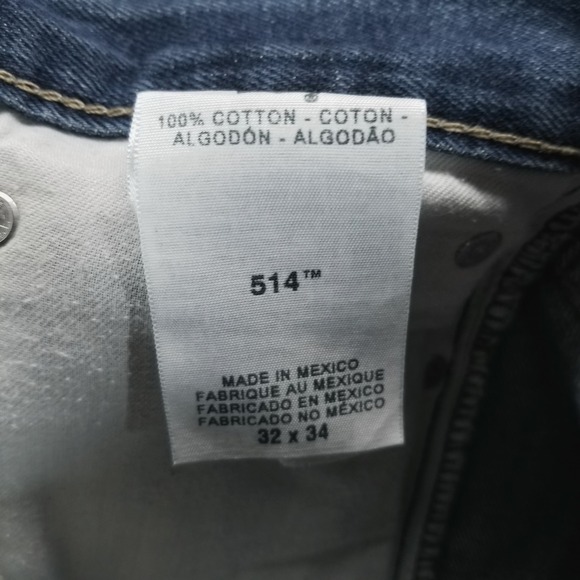 Levis 514 Jeans Mens 32x34 Blue Regular Straight Mid Rise Dark Wash Faded - Picture 4 of 9